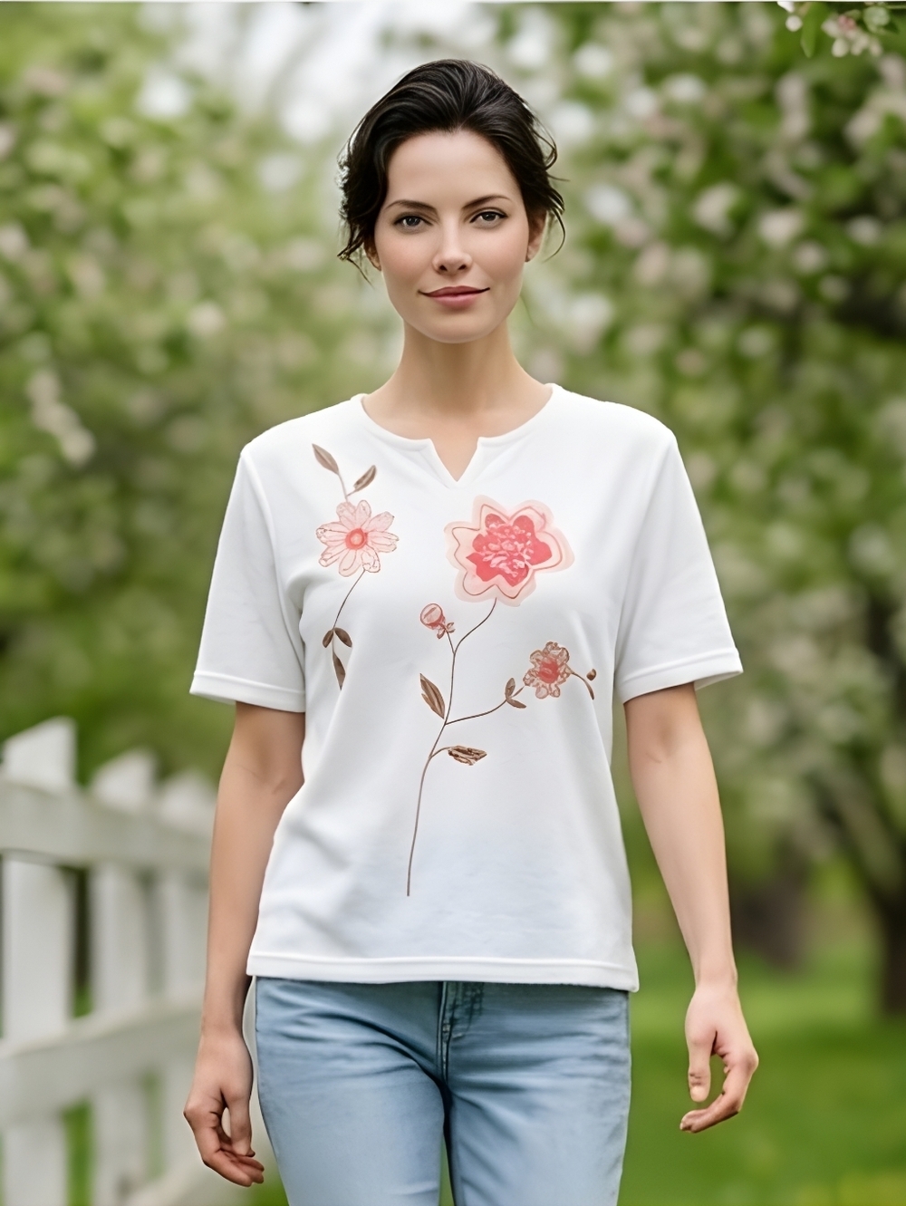 Tanjay Ivory White Short Sleeve Embroidered Sweater Women Size Large NWOT